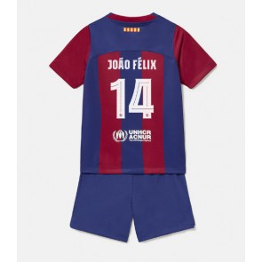 Barcelona Joao Felix #14 Domaci Dres za Dječji 2023-24 Kratak Rukavima (+ kratke hlače)